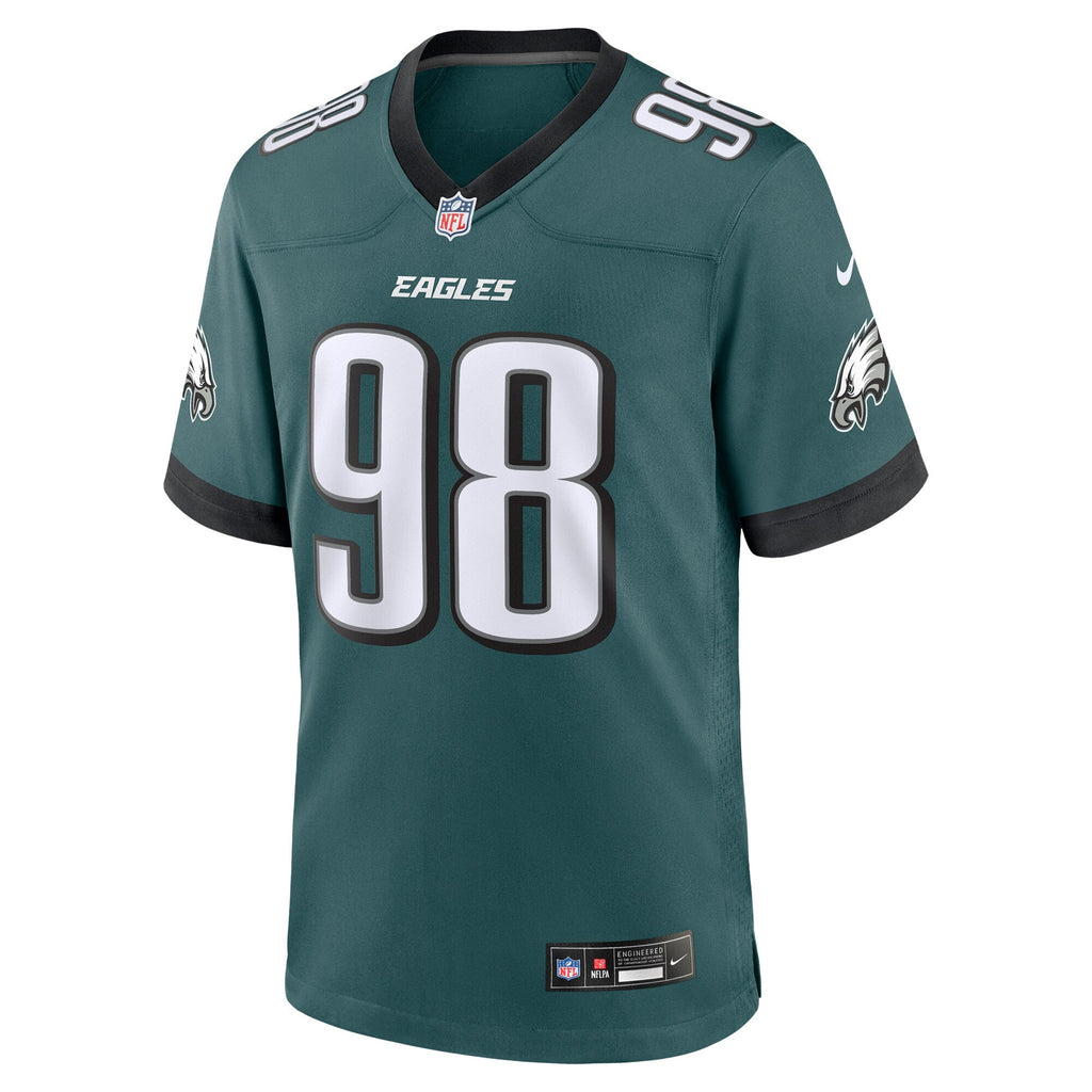 Philadelphia Eagles Jalen Carter Midnight Green Team Game Football Jersey