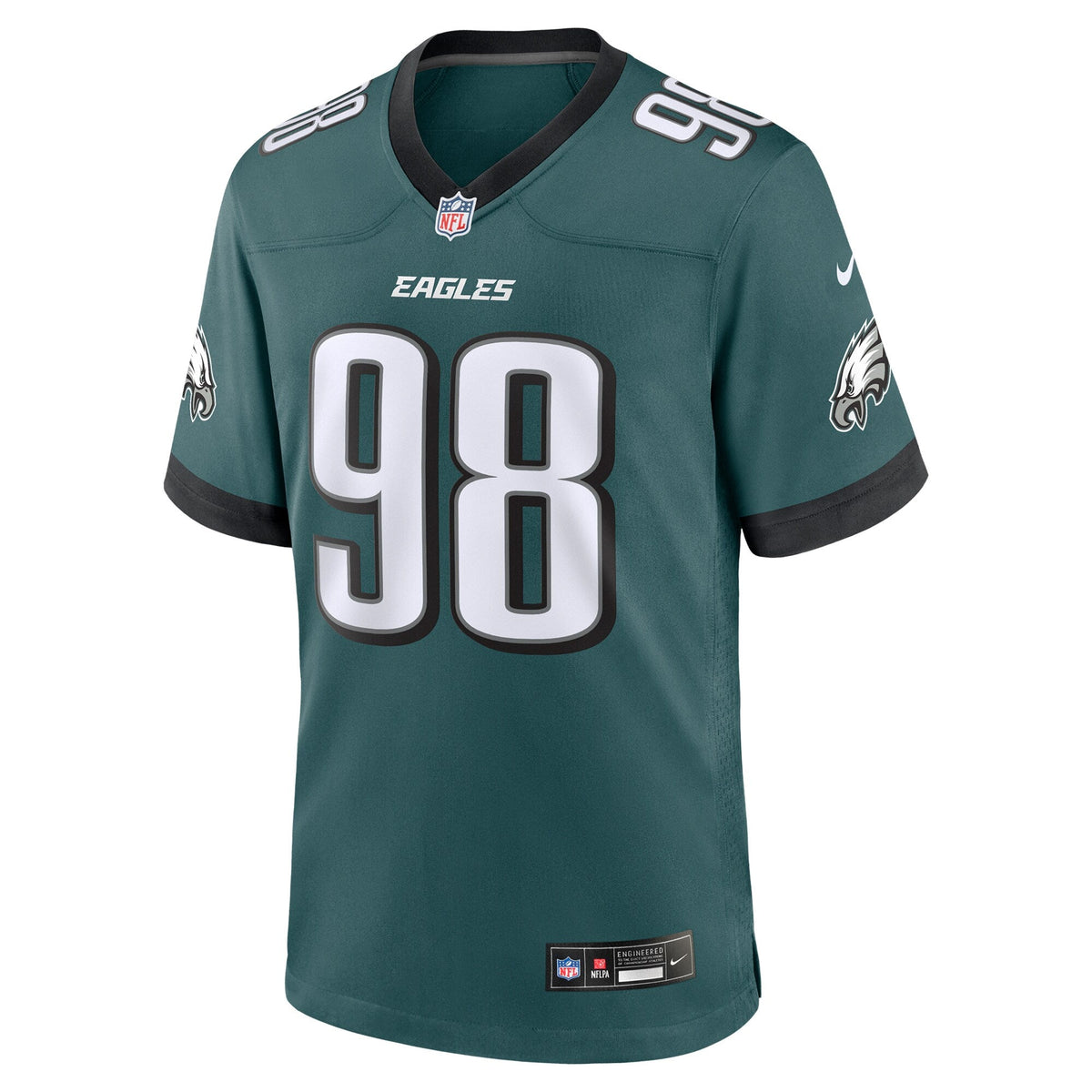 Philadelphia Eagles Jalen Carter Midnight Green Team Game Football Jersey