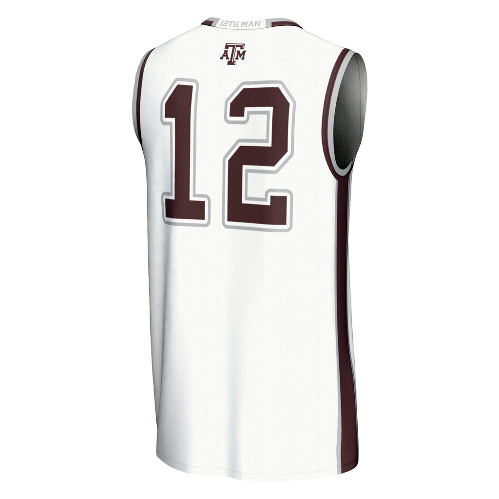#12 Texas A&M Aggies Basketball Lightweight Fashion Jersey - White