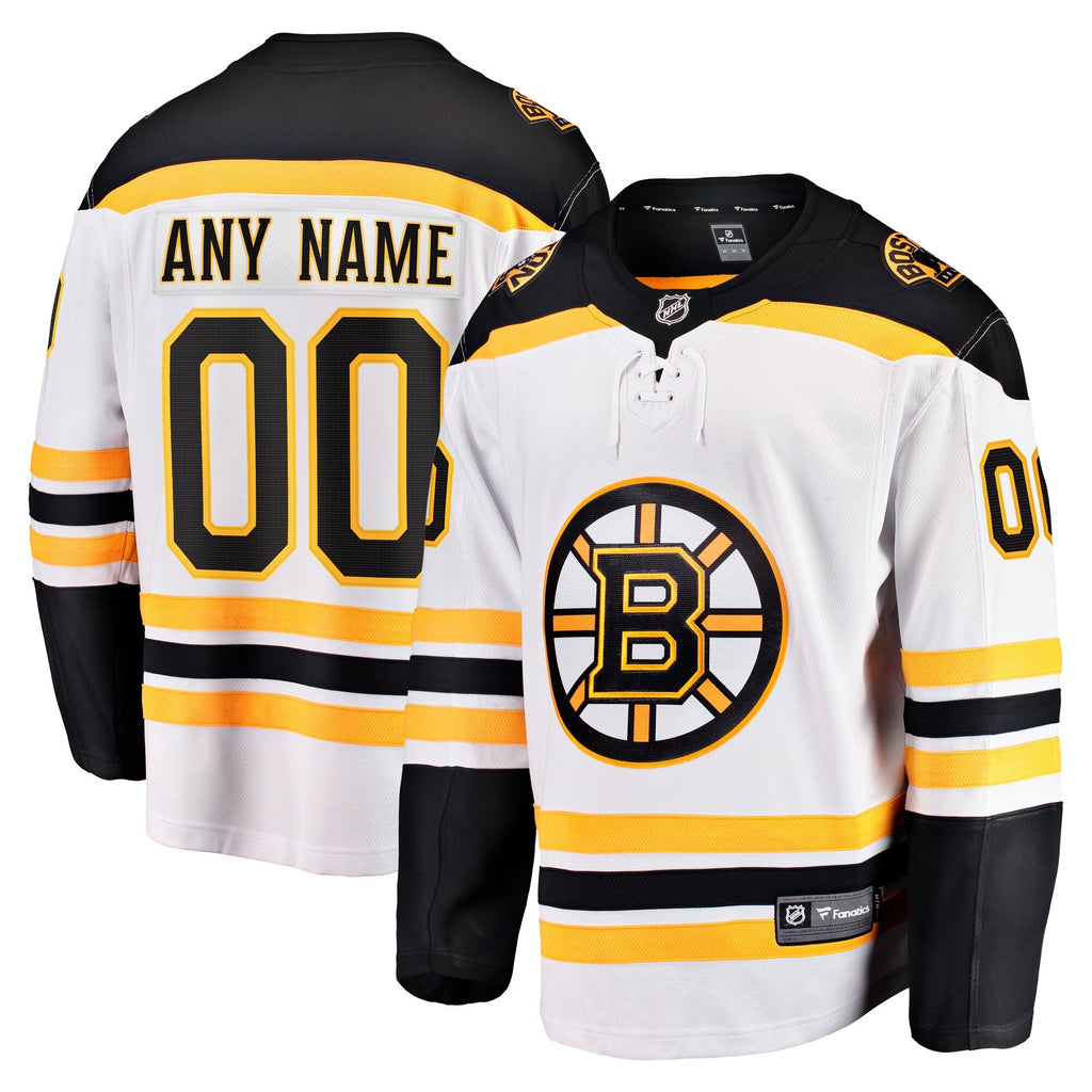 Boston Bruins White Away Breakaway Custom Hockey Jersey