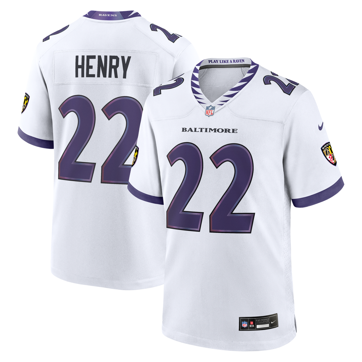 Baltimore Ravens Derrick Henry White Game Football Jersey