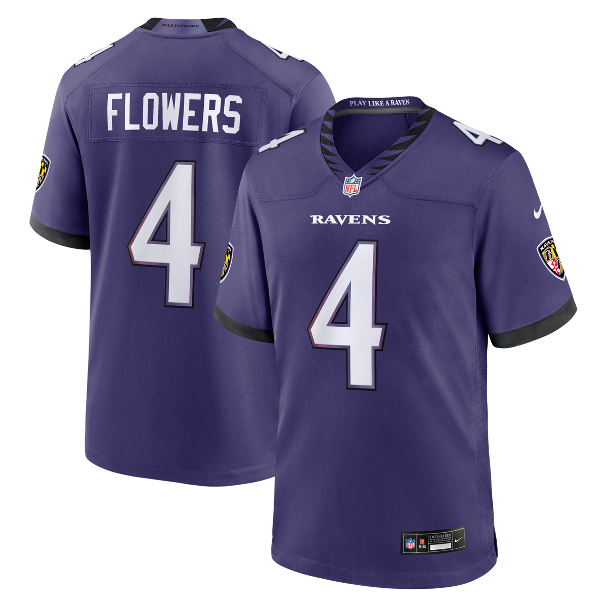 Baltimore Ravens Zay Flowers Purple Team Game Football Jersey