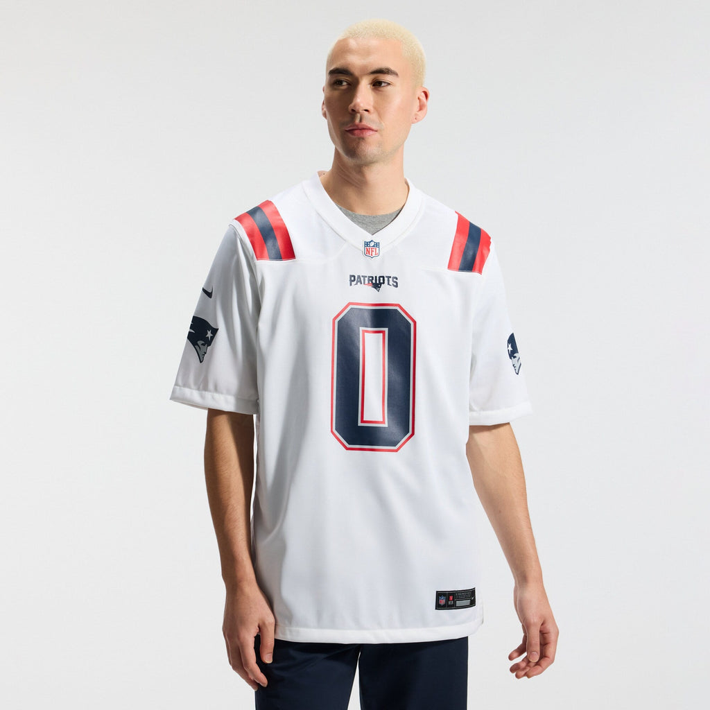 New England Patriots Christian Gonzalez White Game Football Jersey