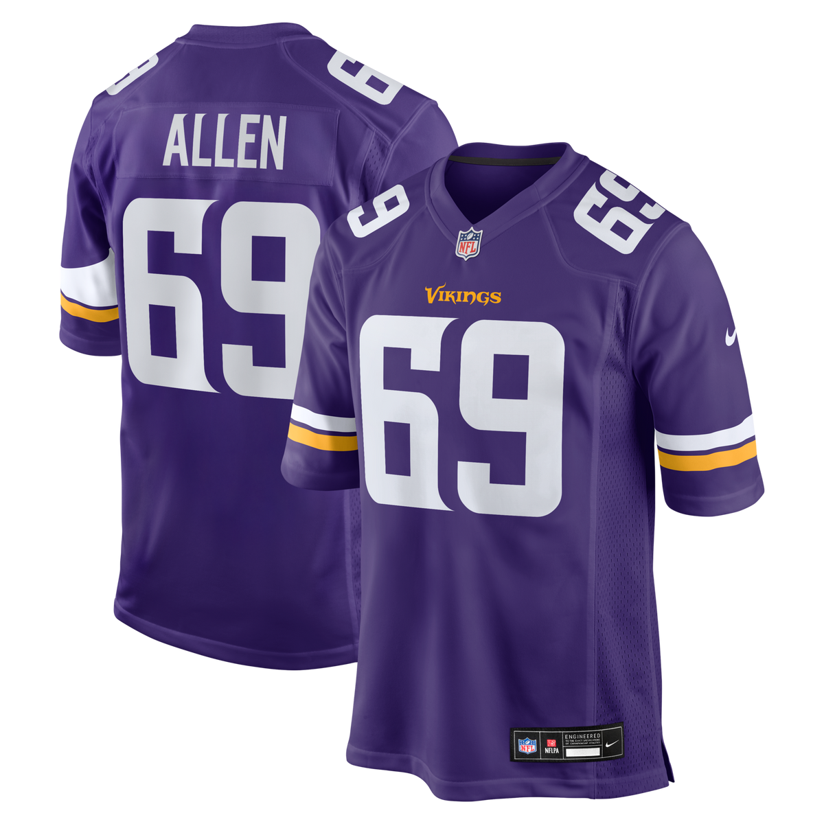 Minnesota Vikings Jared Allen Purple Retired Player Game Football Jersey