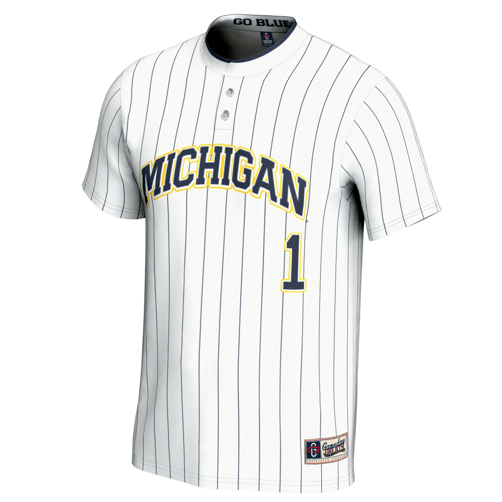 #1 Michigan Wolverines Lightweight Softball Jersey - White