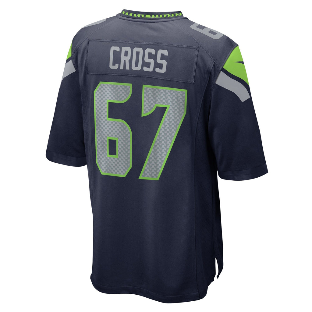 Seattle Seahawks Charles Cross College Navy Game Football Jersey