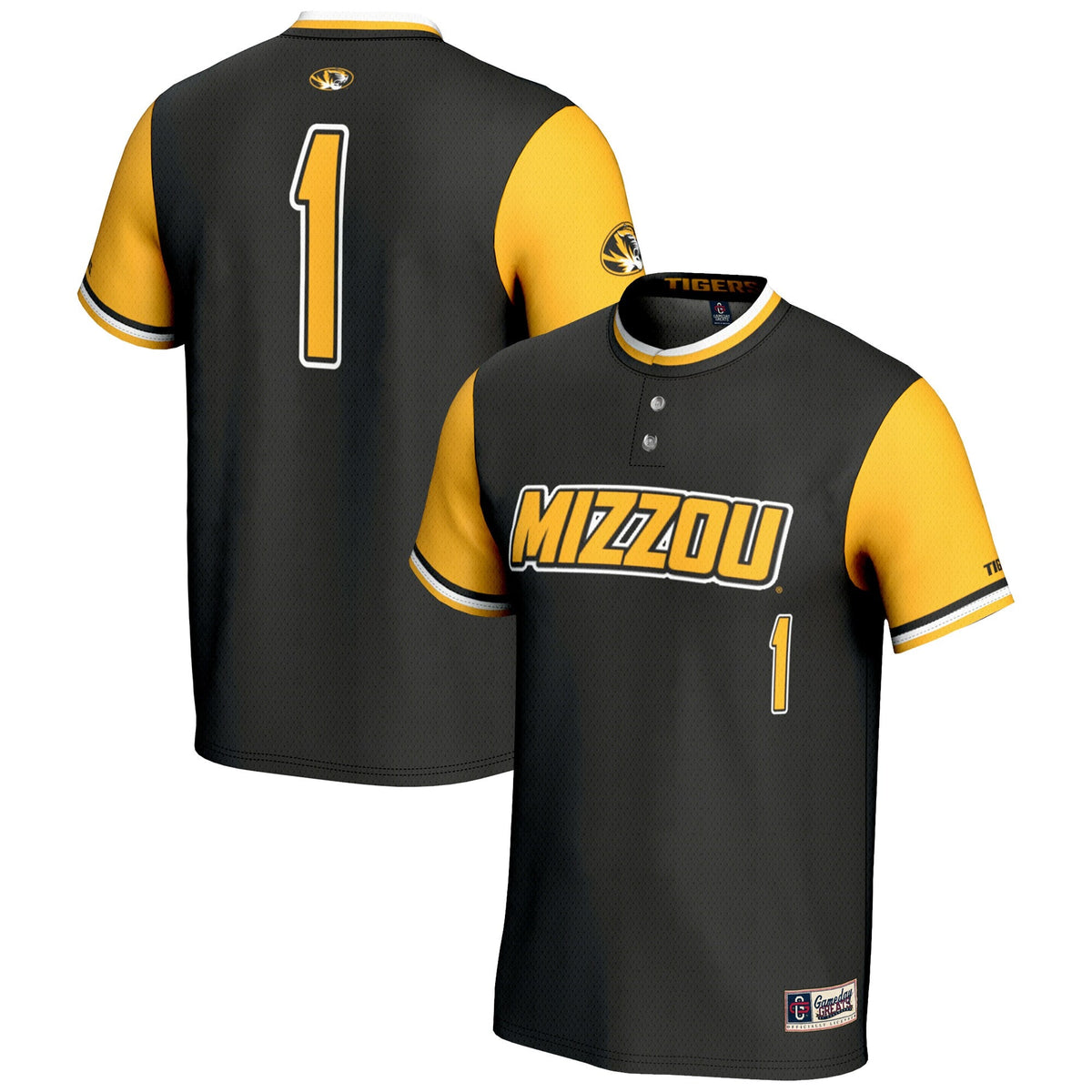 #1 Missouri Tigers Lightweight Softball Jersey - Black