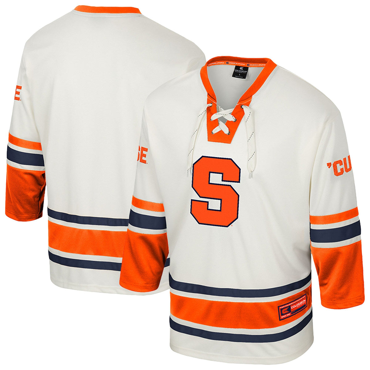 Cream Syracuse Orange Puck Proud Fashion Hockey Jersey