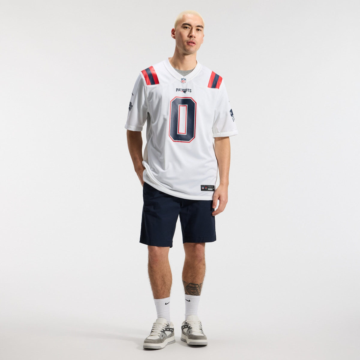 New England Patriots Christian Gonzalez White Game Football Jersey