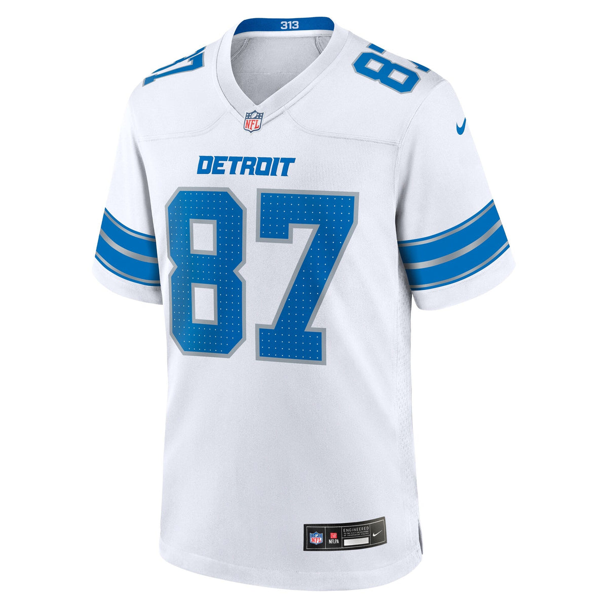 Detroit Lions Sam LaPorta White White Game Football Jersey