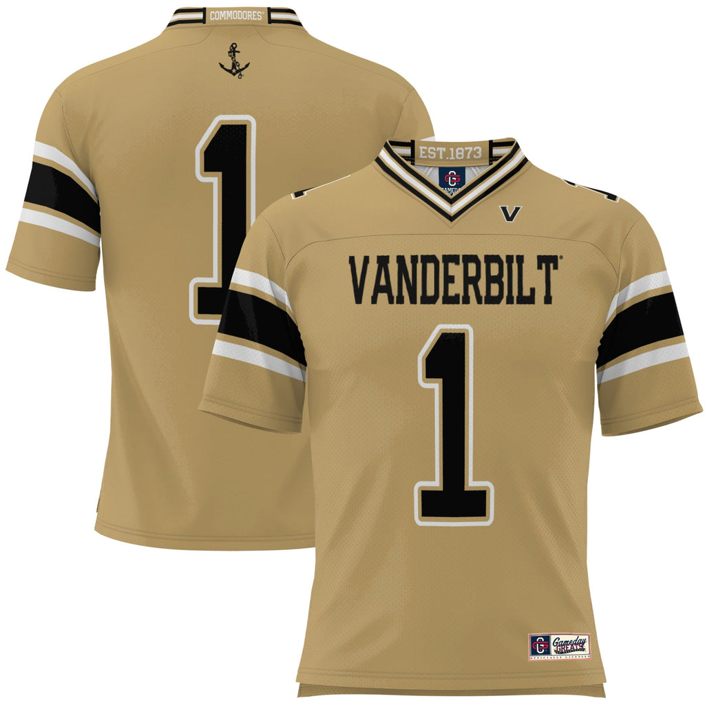 #1 Vanderbilt Commodores Football Jersey - Gold