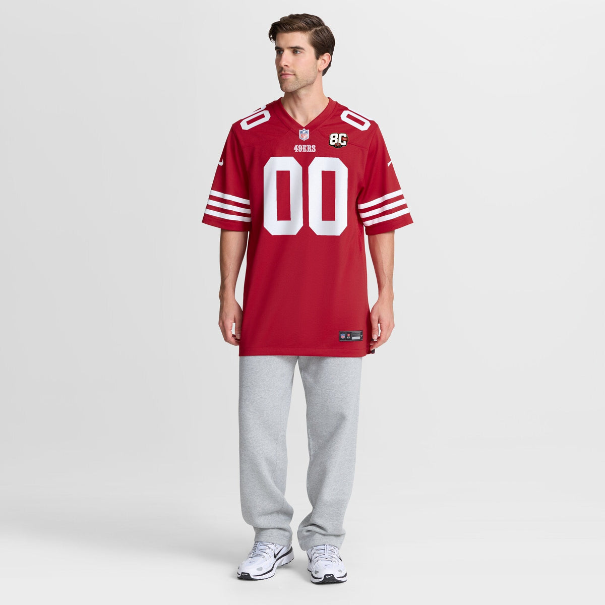 San Francisco 49ers Scarlet 80th Anniversary Custom Game Football Jersey