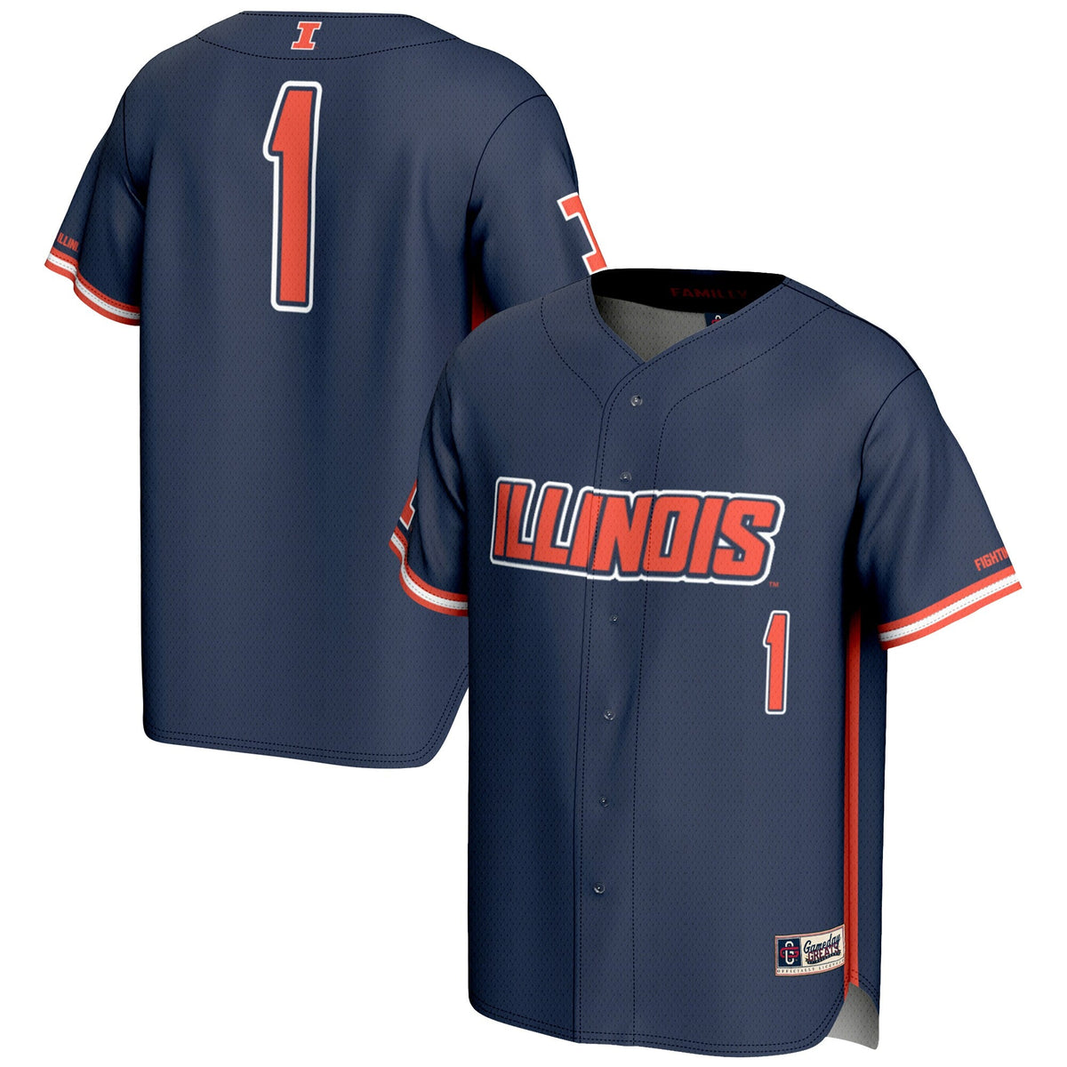 #1 Navy Illinois Fighting Illini Lightweight Baseball Jersey