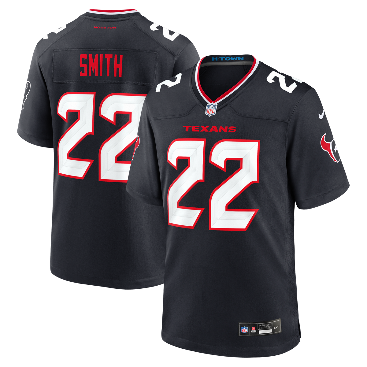 Houston Texans Jaylin Smith Navy Team Game Football Jersey