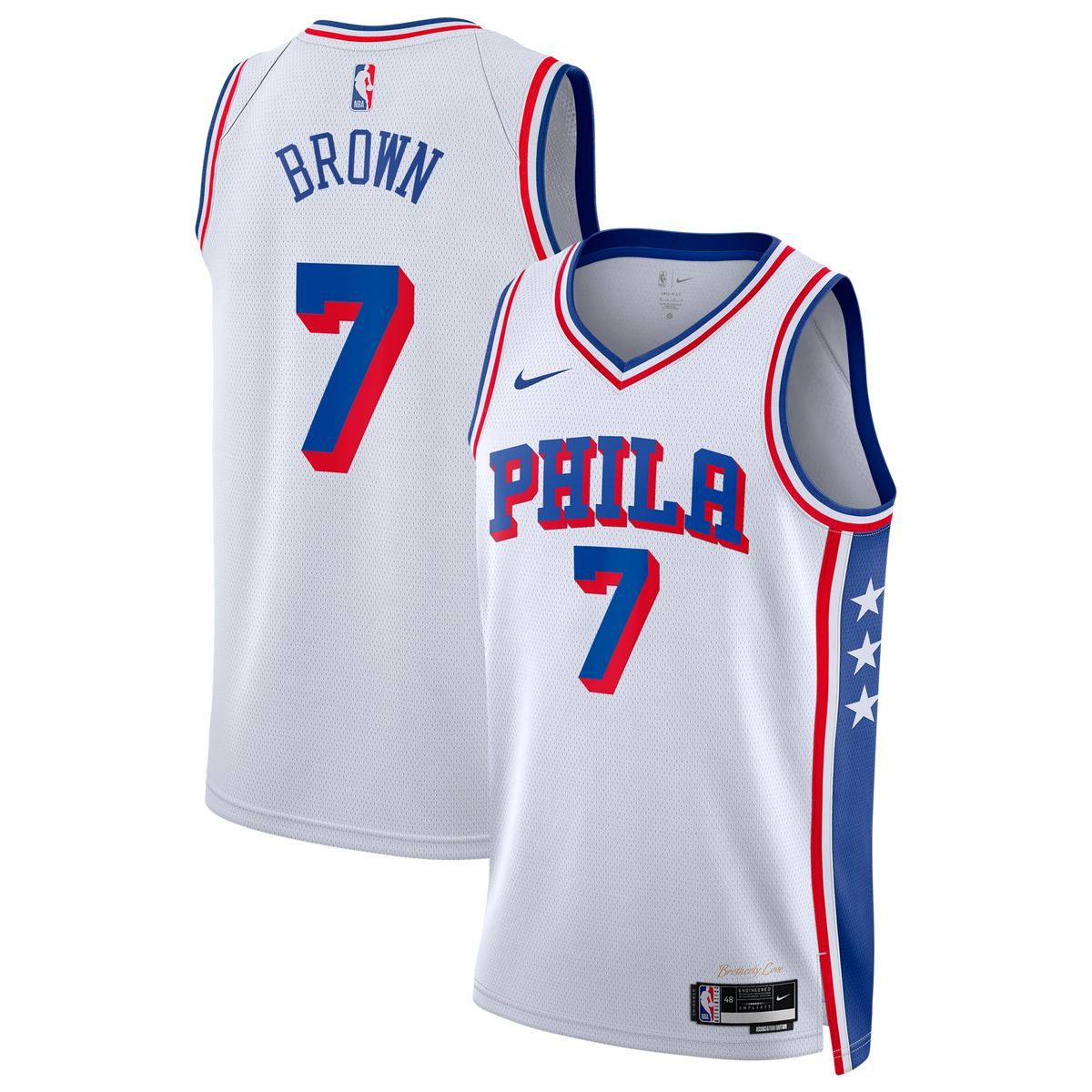 Philadelphia 76ers Association Edition Swingman Jersey - White - Jaylen Brown