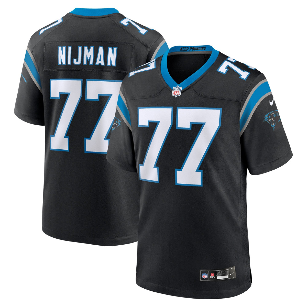 Carolina Panthers Yosh Nijman Black Game Football Jersey