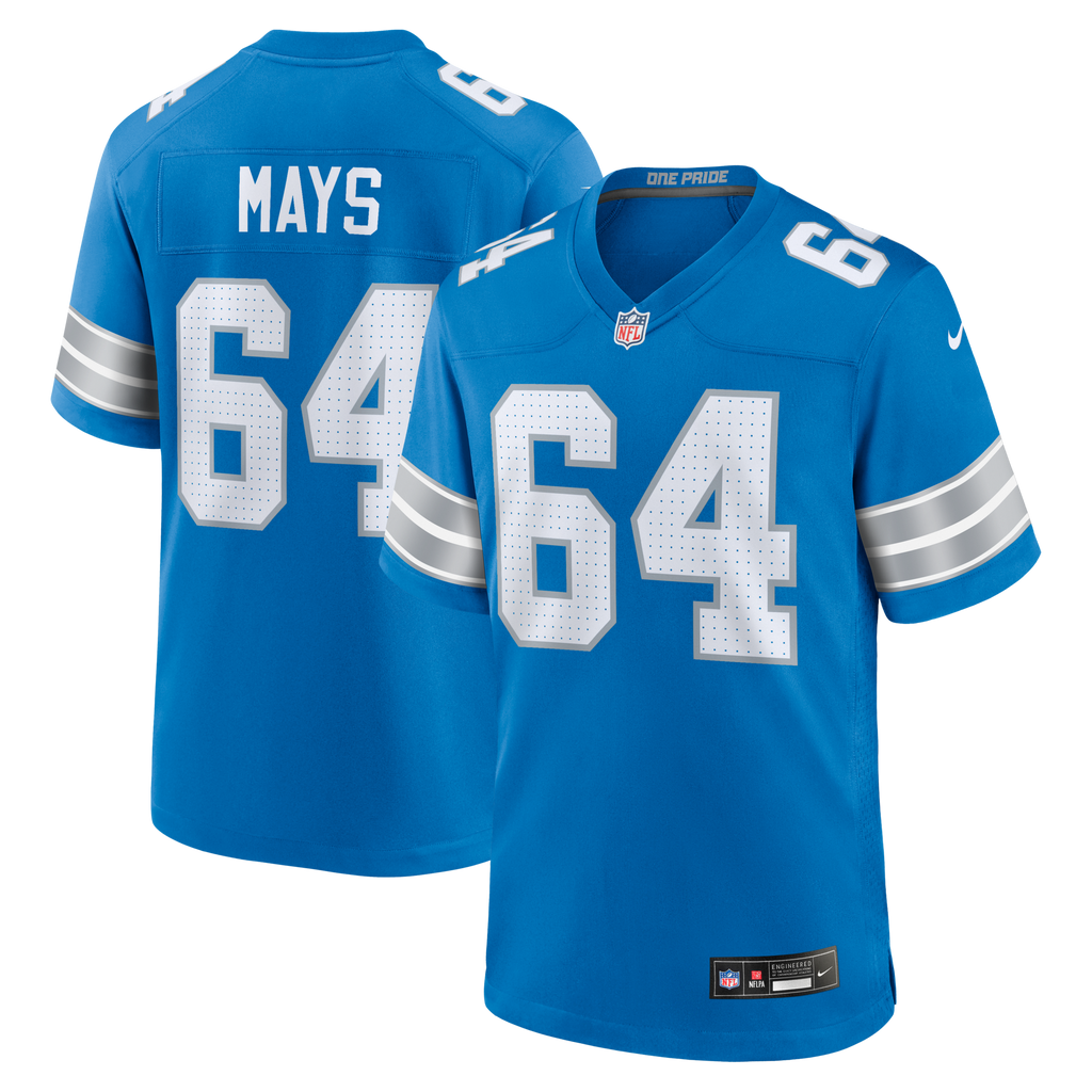 Detroit Lions Cade Mays Blue Team Game Football Jersey
