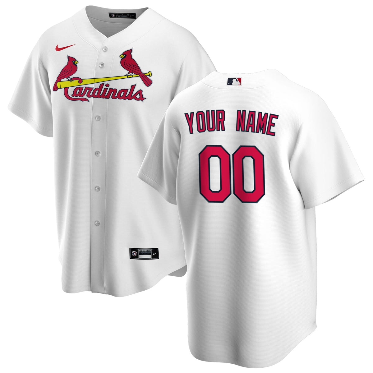 St. Louis Cardinals White Home Replica Custom Baseball Jersey
