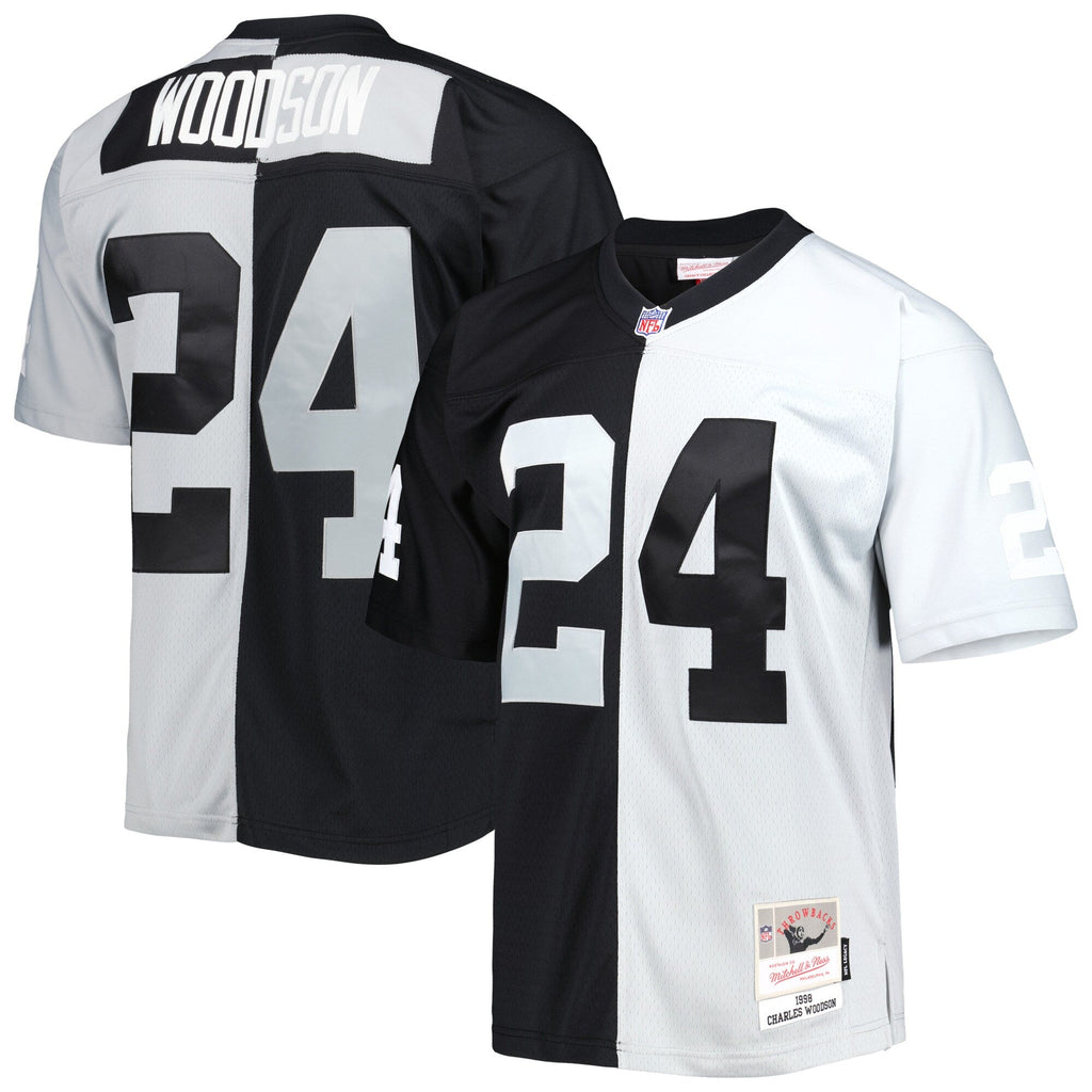 Las Vegas Raiders Charles Woodson Black/Silver 1998 Split Legacy Replica Football Jersey