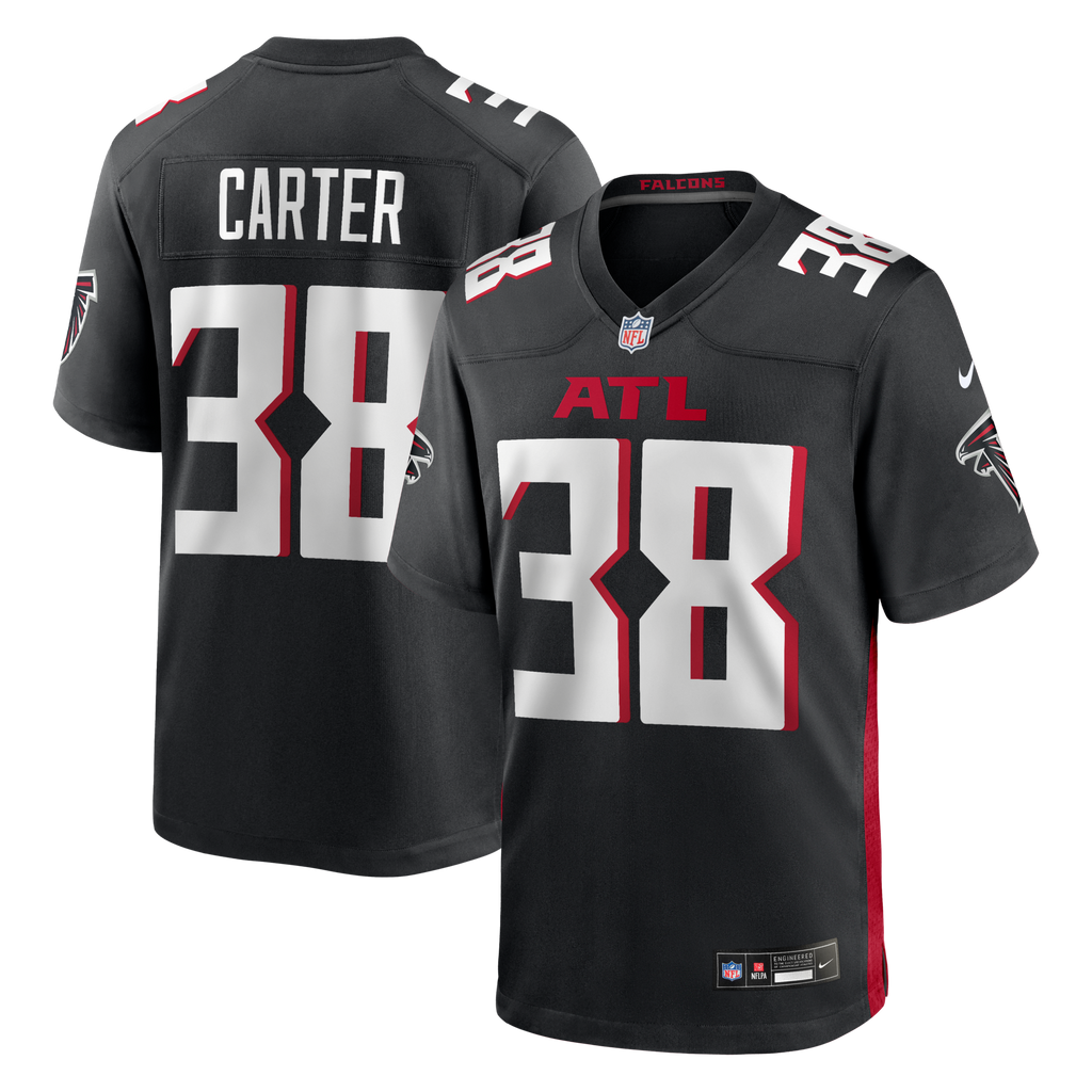 Atlanta Falcons Nathan Carter Black Team Game Football Jersey
