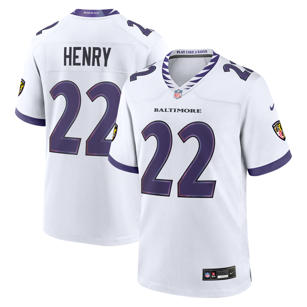 Baltimore Ravens Derrick Henry White Game Football Jersey