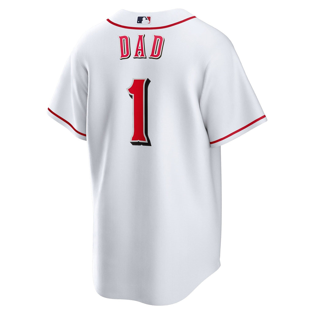 Cincinnati Reds White #1 Dad Home Replica Baseball Jersey