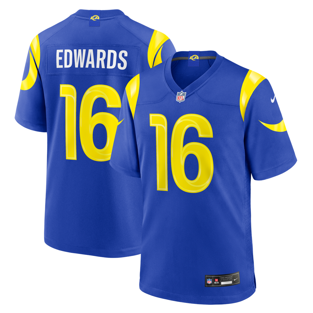 Los Angeles Rams Tru Edwards Royal Team Game Football Jersey