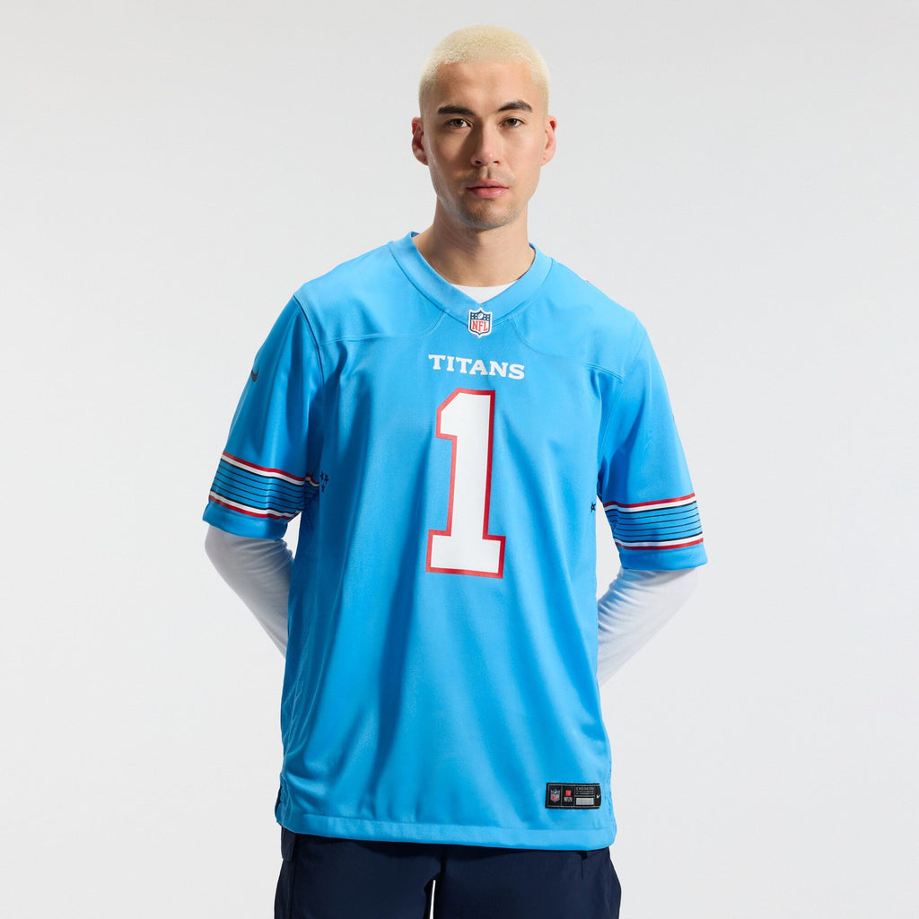Tennessee Titans Cameron Ward Light Blue Game Football Jersey
