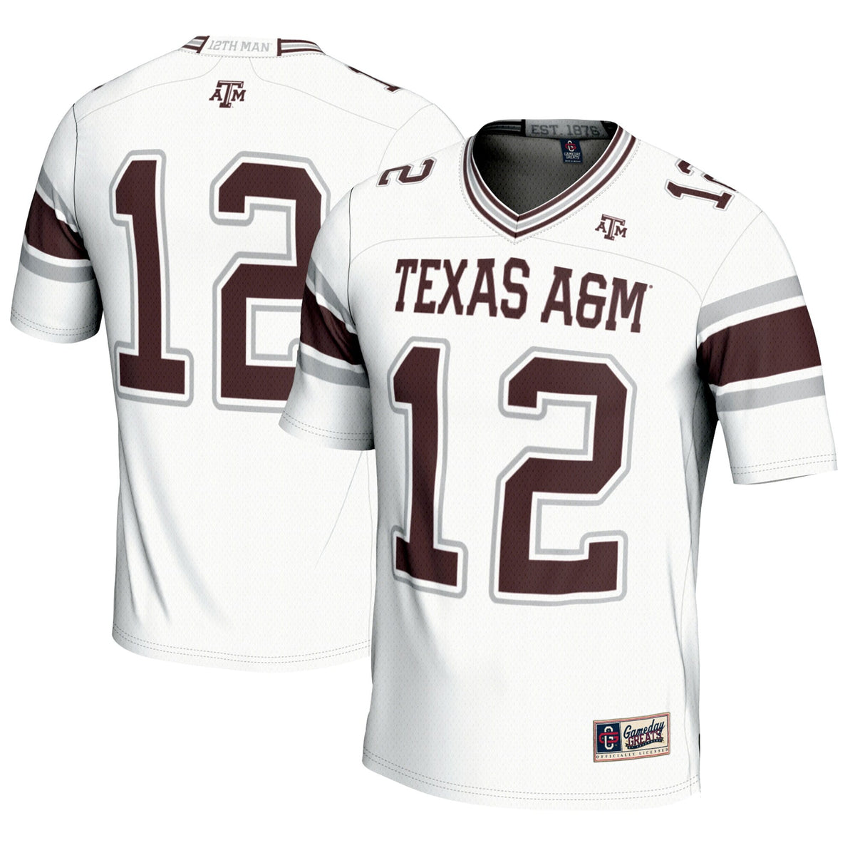 #12 White Texas A&M Aggies Football Lightweight Fashion Jersey