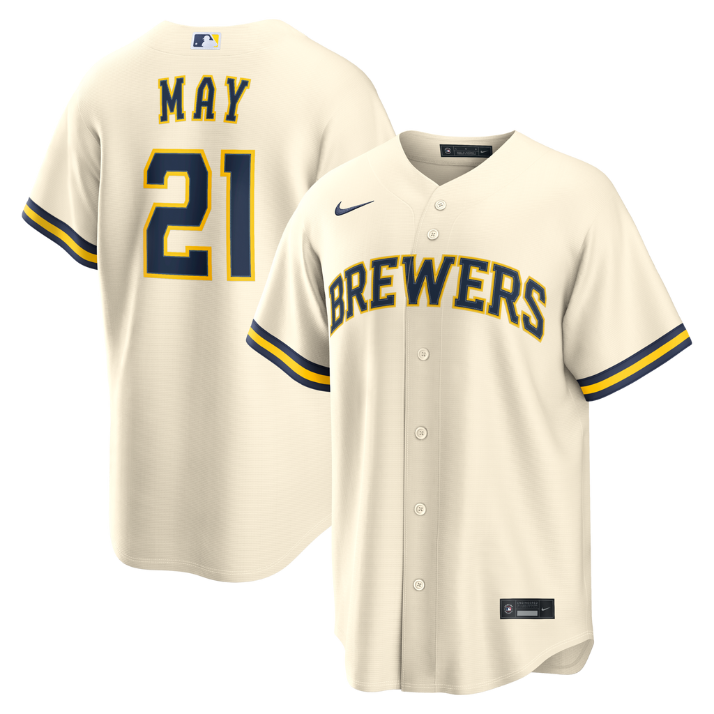 Milwaukee Brewers Dustin May Cream Home Replica Baseball Jersey