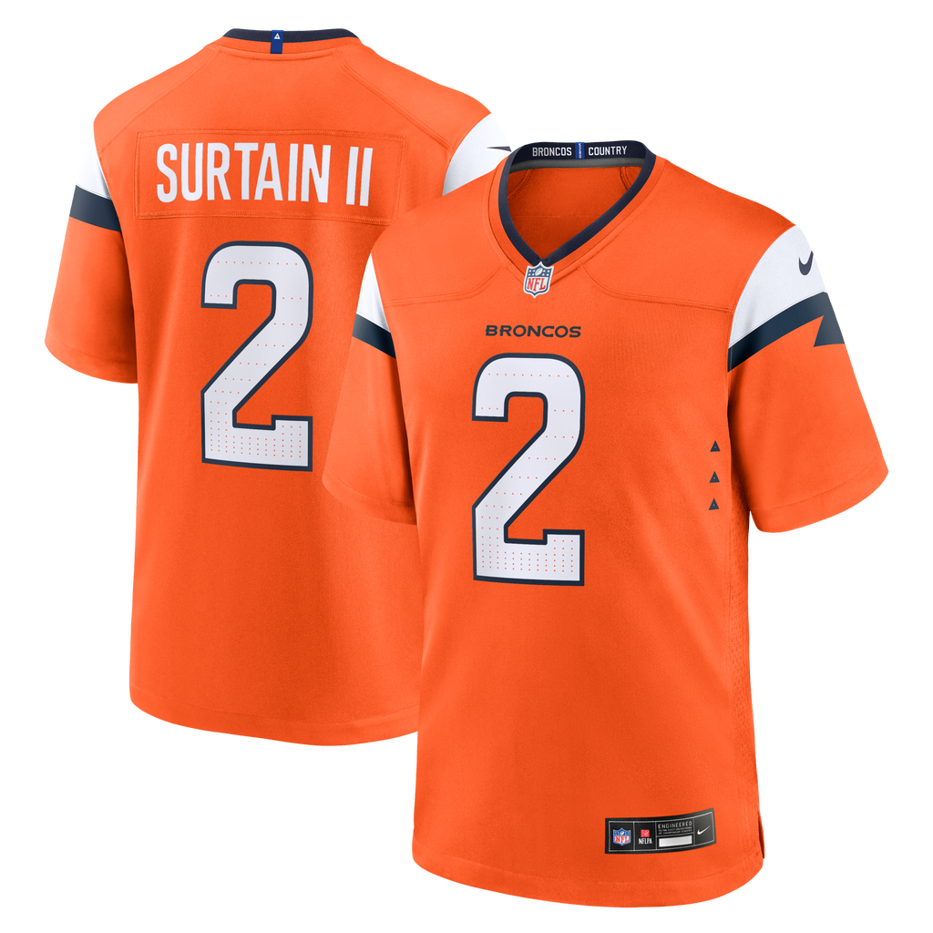 Denver Broncos Patrick Surtain II Orange Team Game Football Jersey