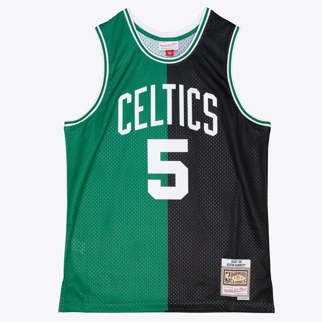 Boston Celtics Kevin Garnett 2007 Split Swingman Jersey - Black/Green