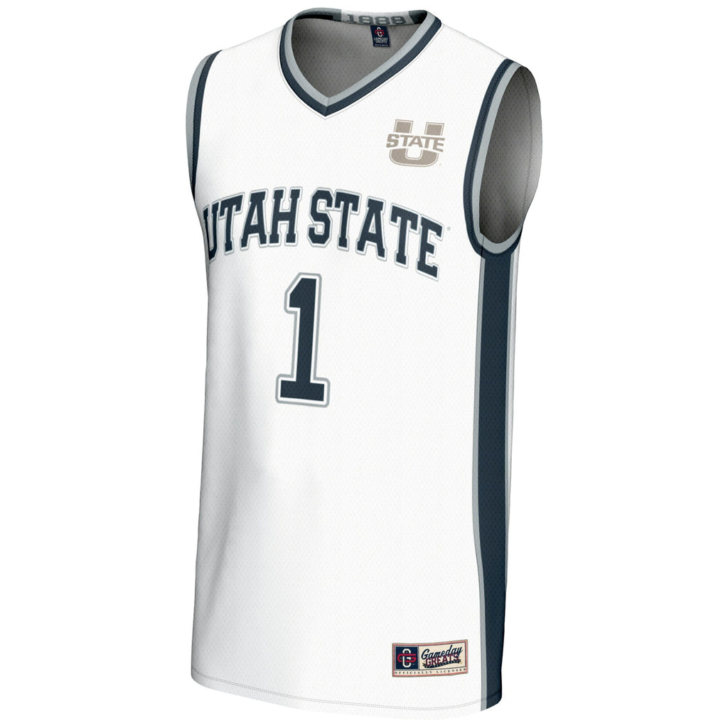 #1 Utah State Aggies Lightweight Basketball Jersey - White
