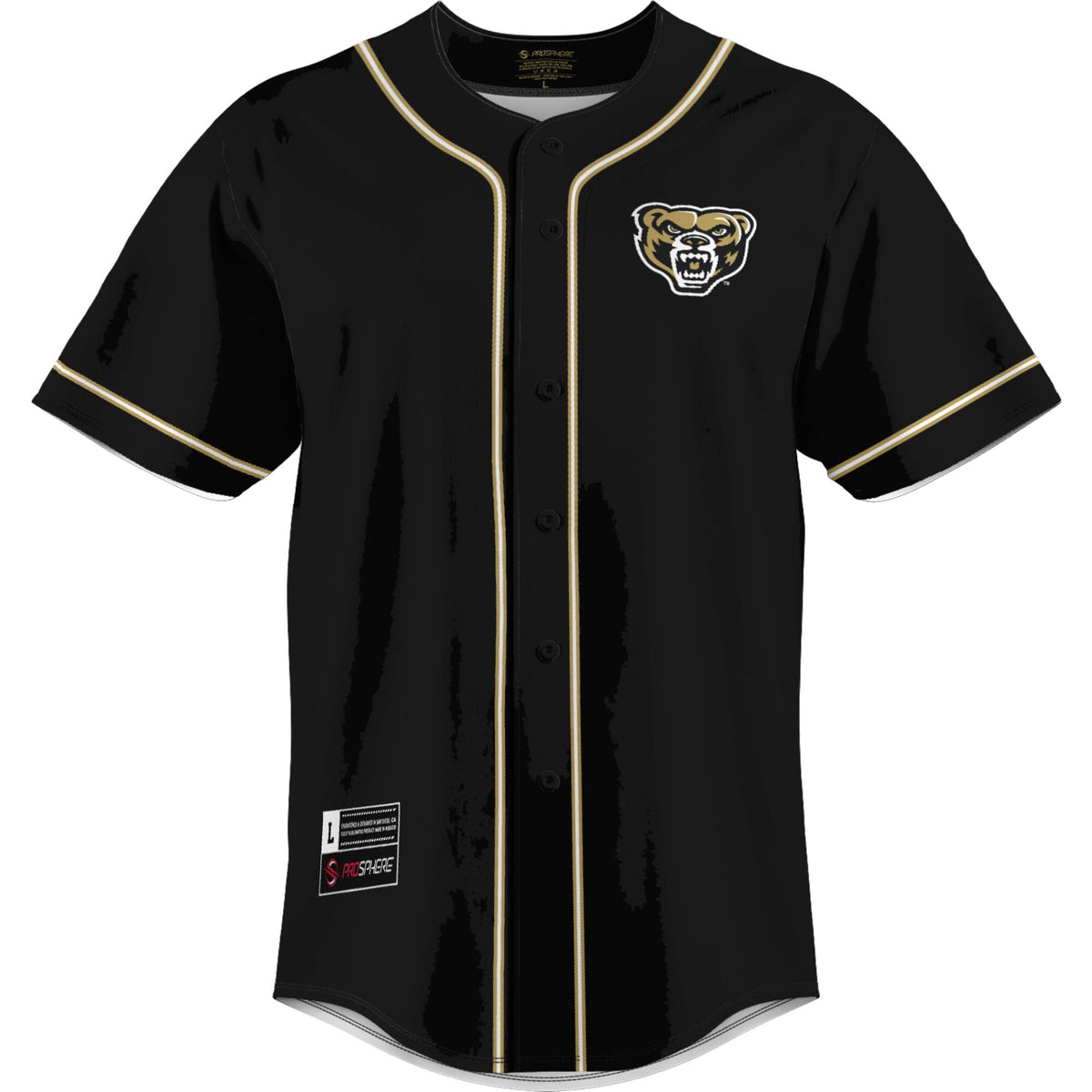 Oakland Golden Grizzlies Lightweight Baseball Jersey - Black