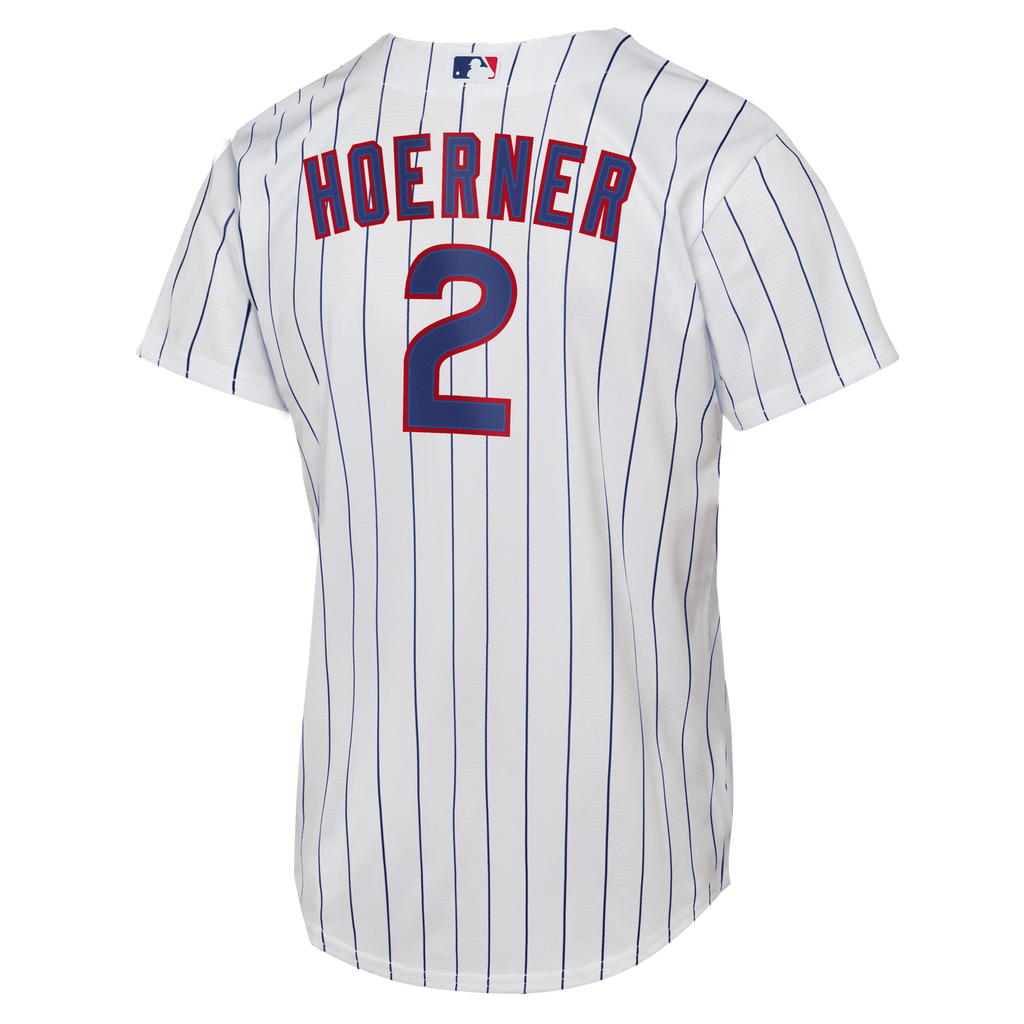 Male Chicago Cubs Nico Hoerner White Home Replica Baseball Jersey