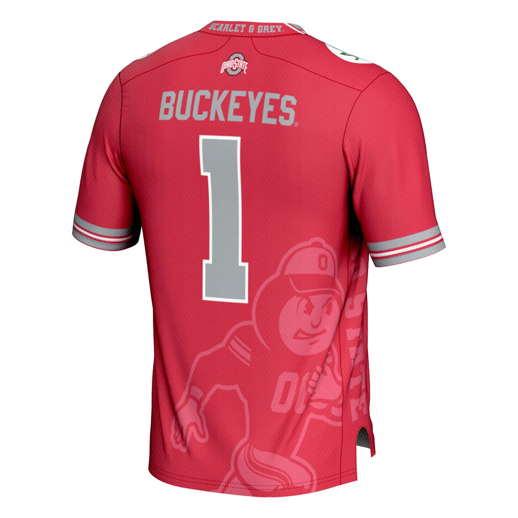 #1 Scarlet Ohio State Buckeyes Icon Print Football Fashion Jersey