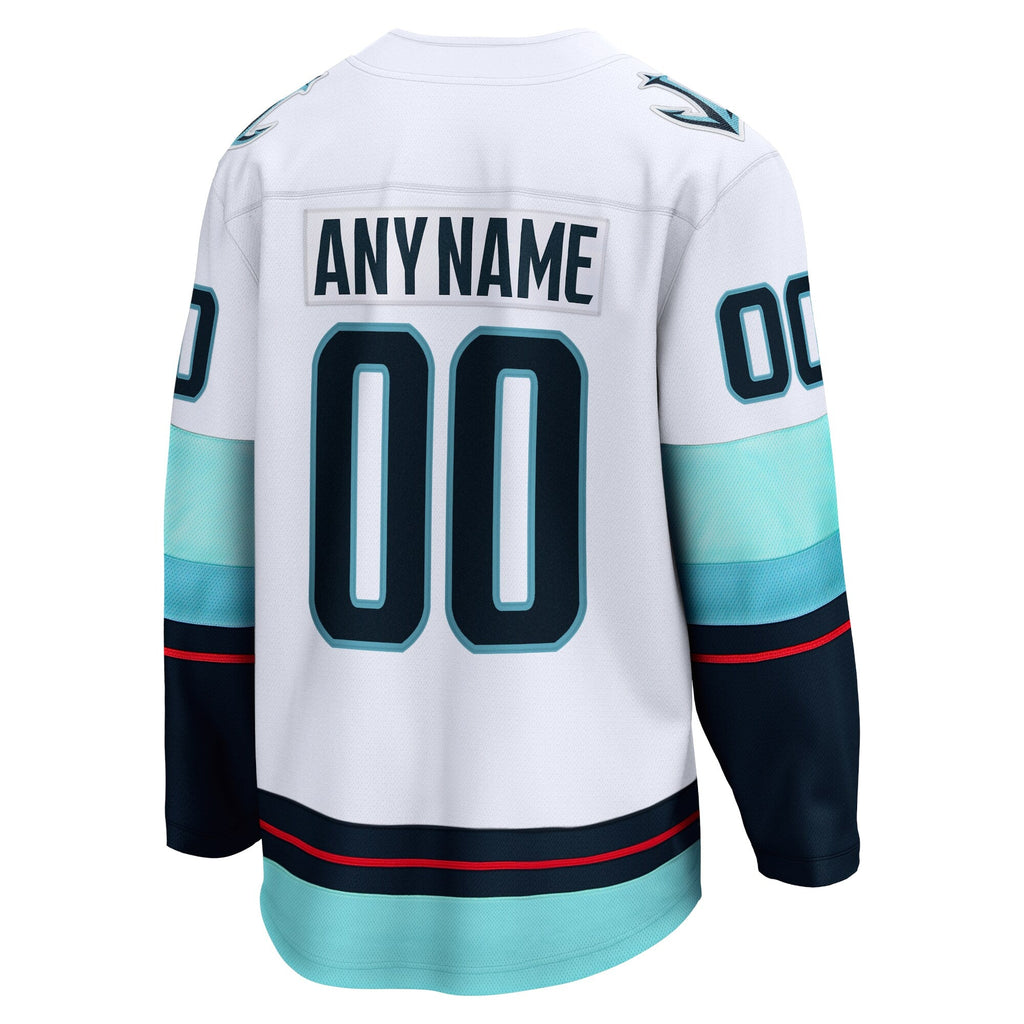Seattle Kraken White Away Breakaway Custom Hockey Jersey