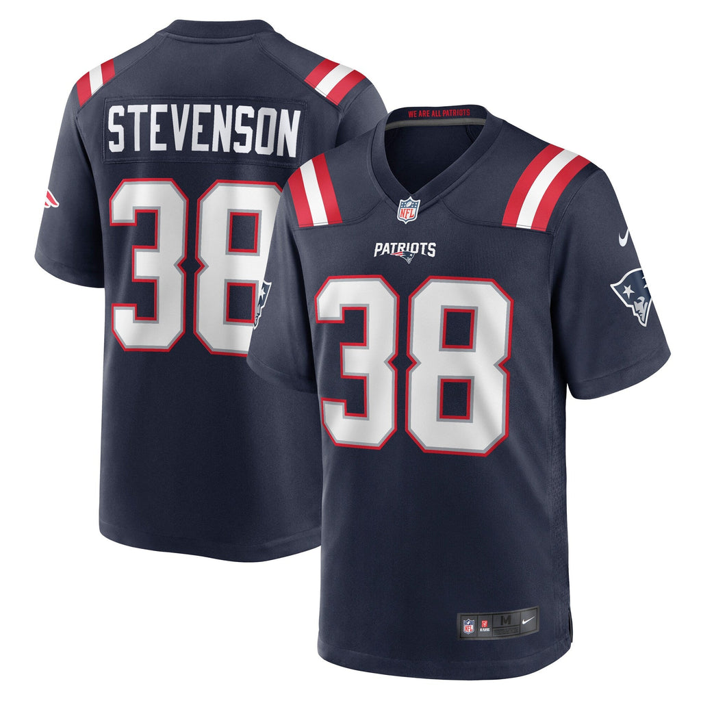 New England Patriots Rhamondre Stevenson Navy Game Football Jersey