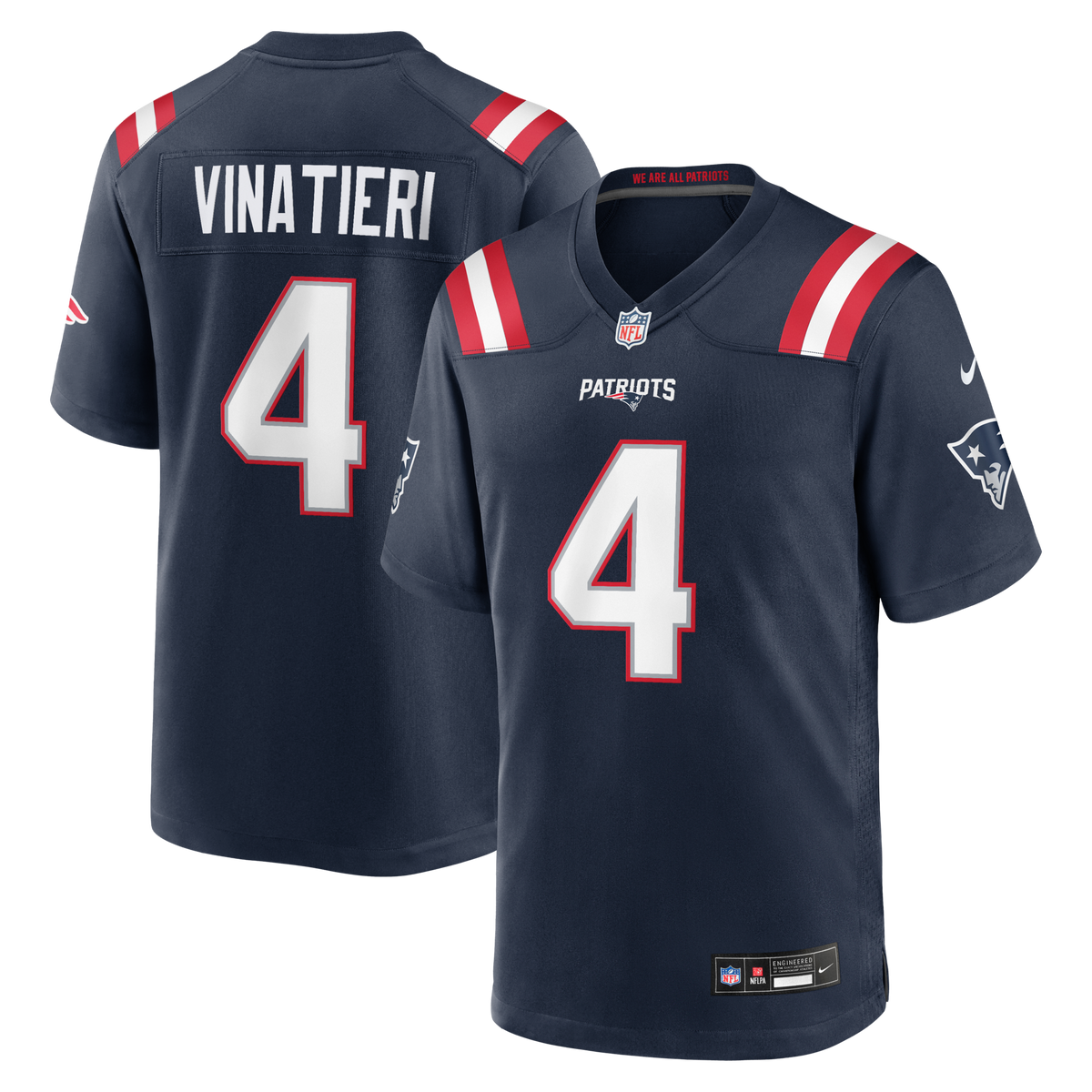 New England Patriots Adam Vinatieri Navy Team Retired Game Football Jersey