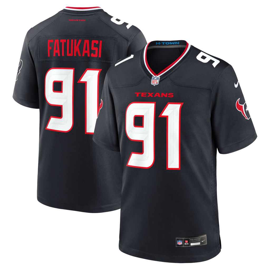 Houston Texans Folorunso Fatukasi Navy Team Game Football Jersey