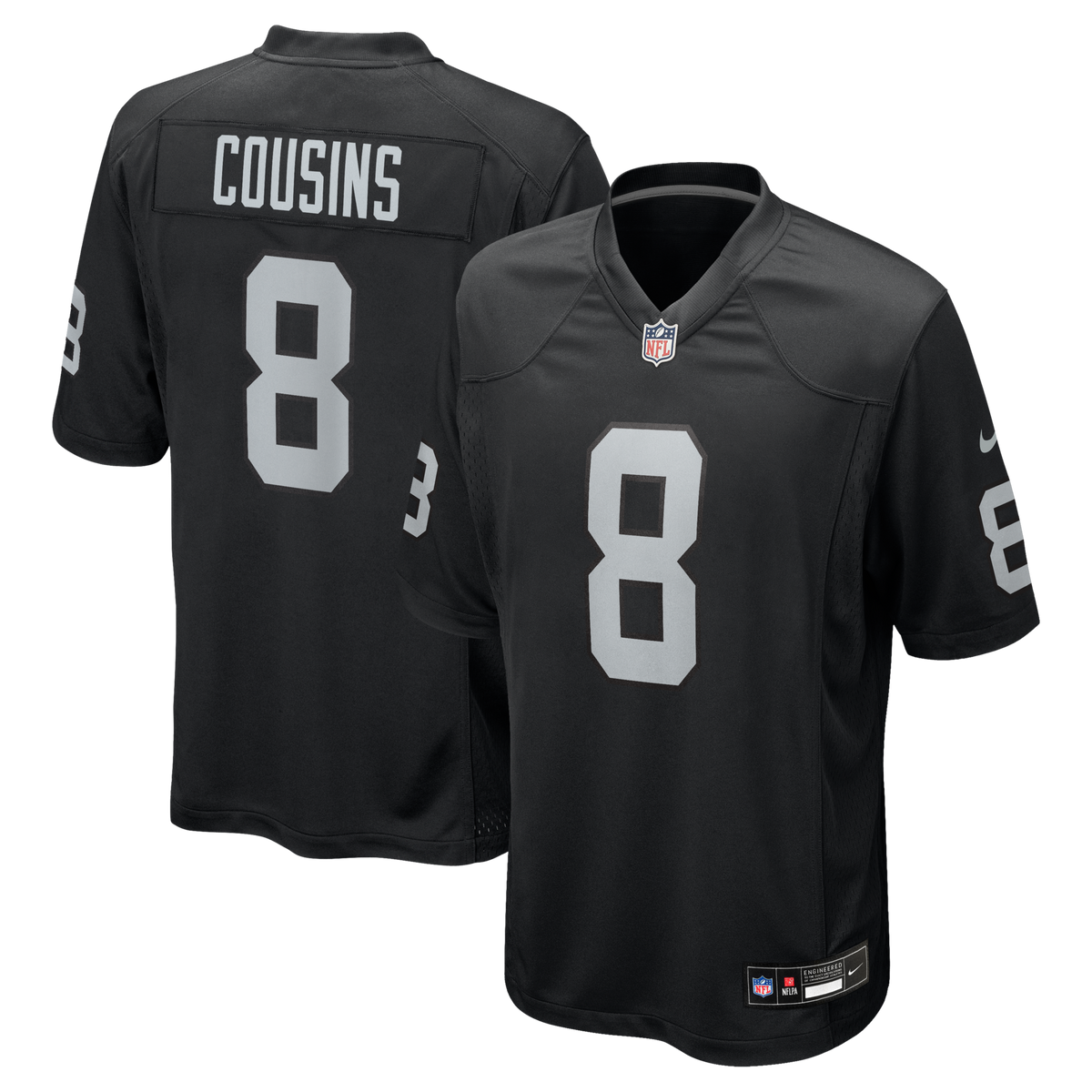 Las Vegas Raiders Kirk Cousins Black Team Game Football Jersey
