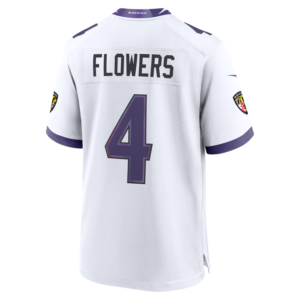 Baltimore Ravens Zay Flowers White Game Football Jersey