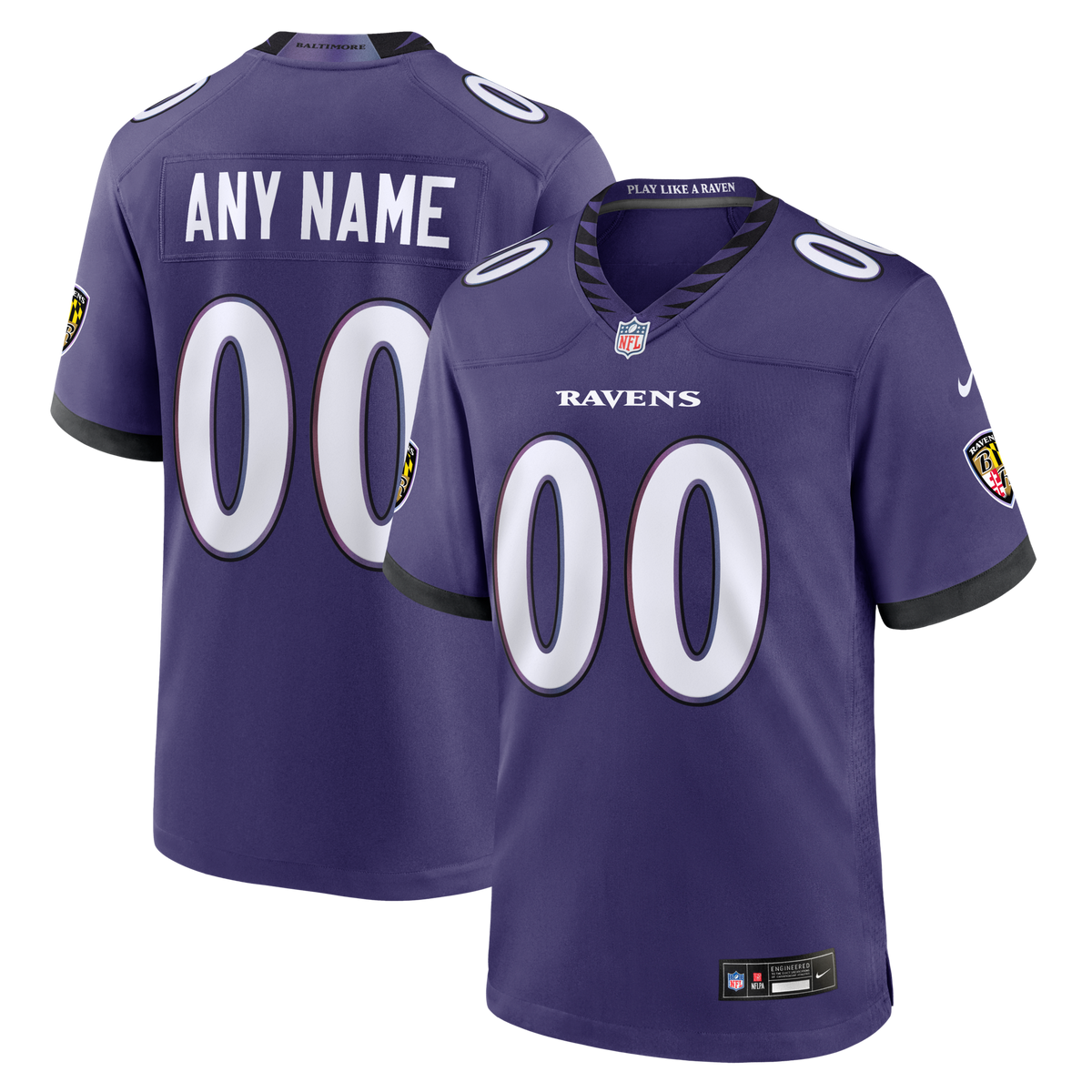 Baltimore Ravens Purple Custom Game Football Jersey