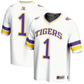 #1 White LSU Tigers Collegiate Football Fashion Jersey