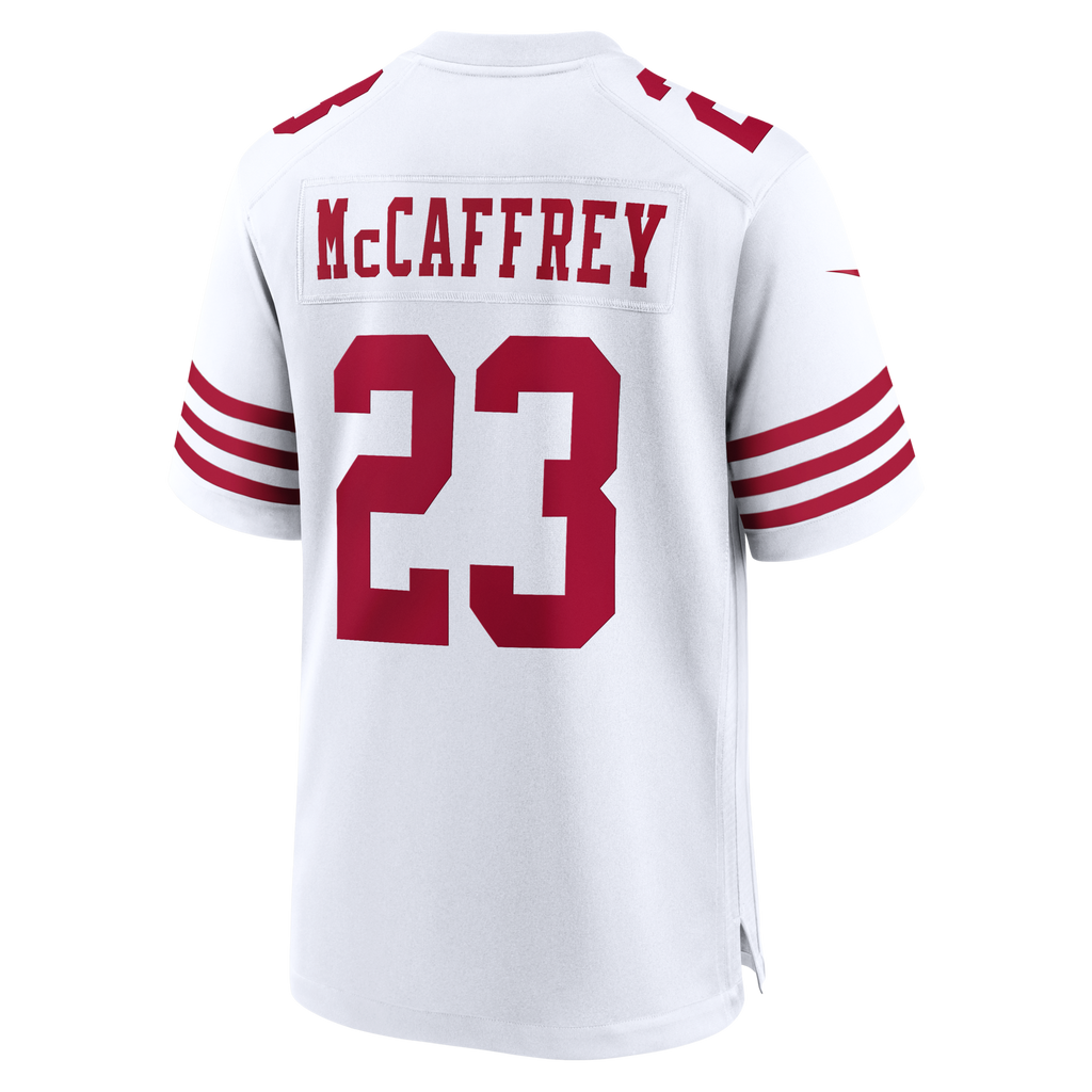 San Francisco 49ers Christian McCaffrey White 80th Anniversary Game Football Jersey
