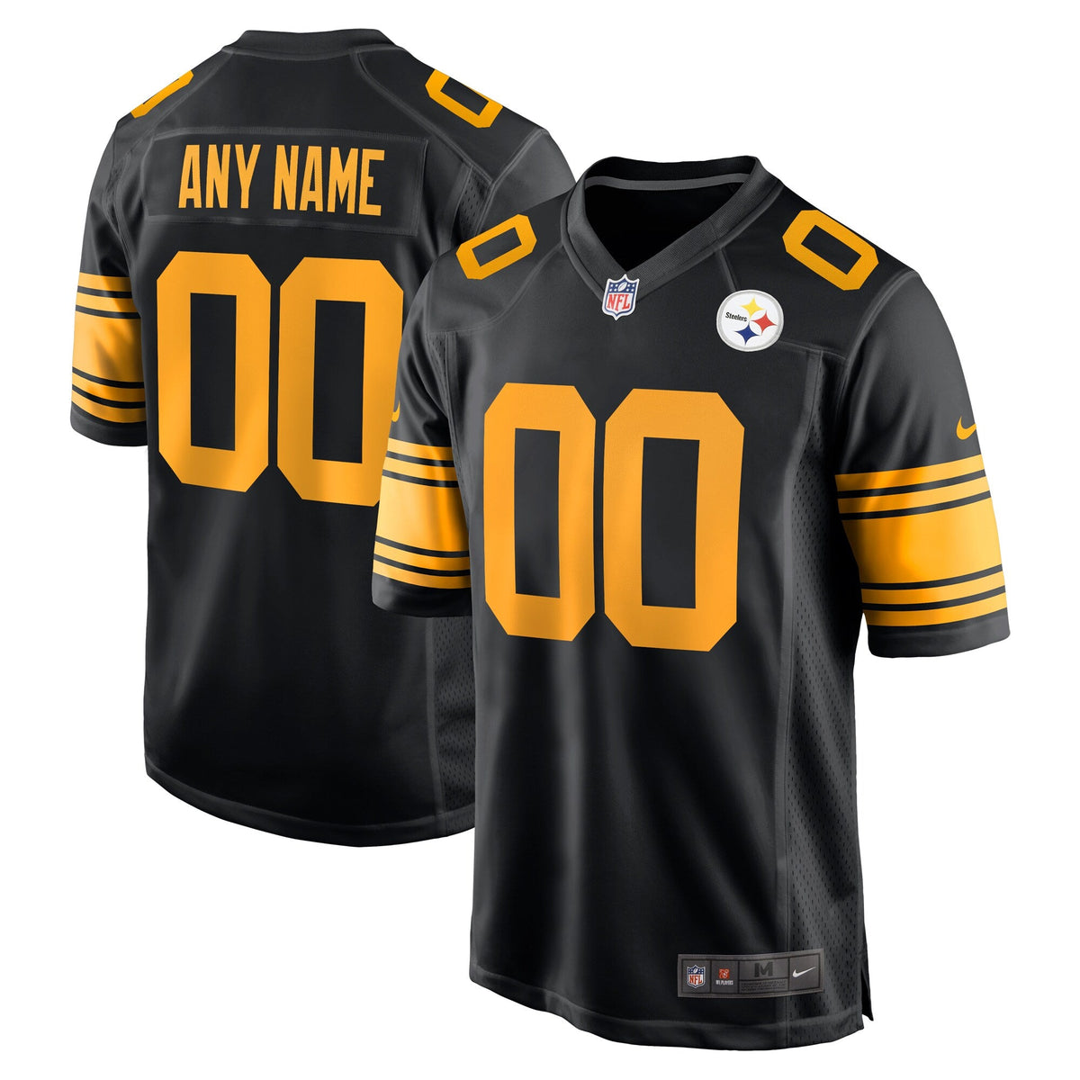 Pittsburgh Steelers Black Alternate Custom Game Football Jersey