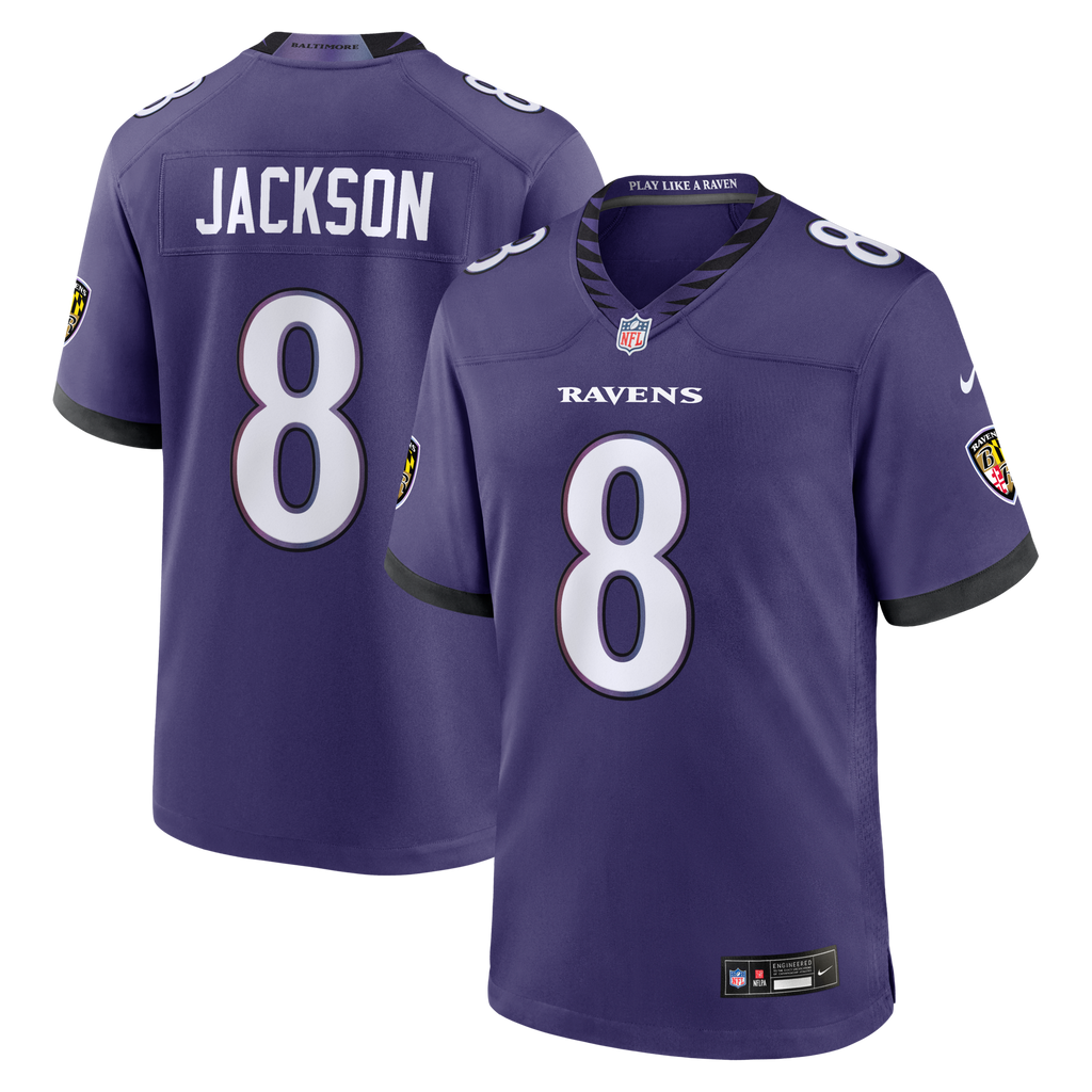 Baltimore Ravens Lamar Jackson Purple Team Game Football Jersey