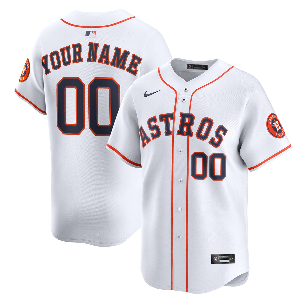 Houston Astros White Home Limited Custom Baseball Jersey