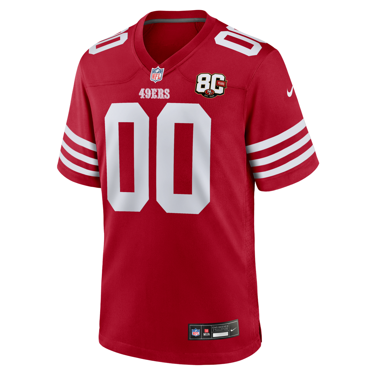 San Francisco 49ers Scarlet 80th Anniversary Custom Game Football Jersey
