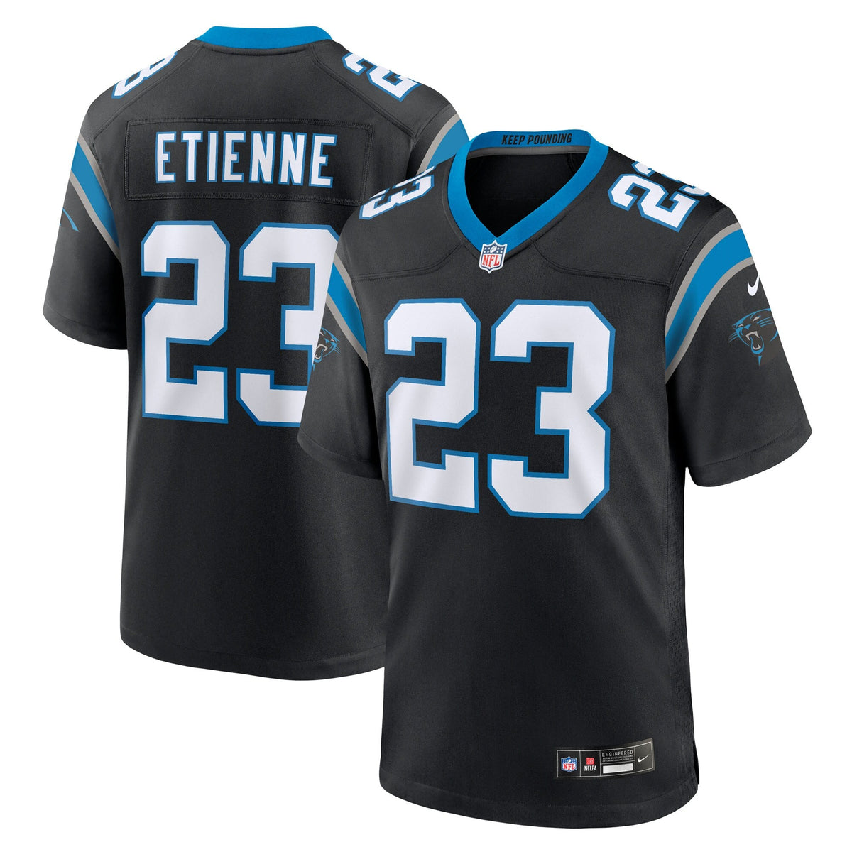 Carolina Panthers Trevor Etienne Black Team Game Football Jersey
